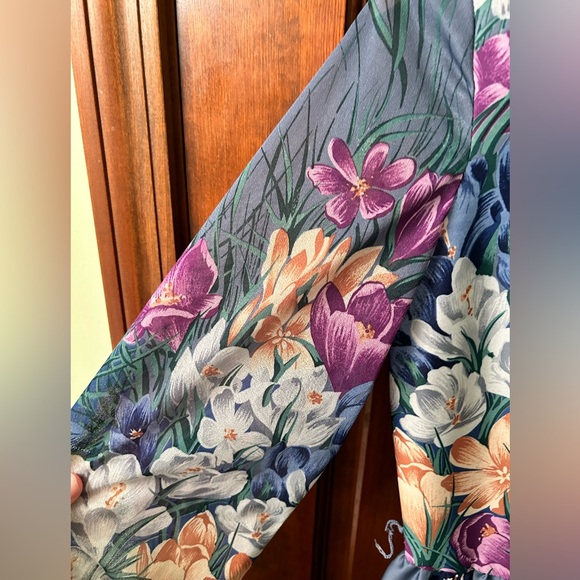BOSTON MAID VTG 80s Pretty floral dress w/semi sheer sleeves. Size 10 - Picture 3 of 11